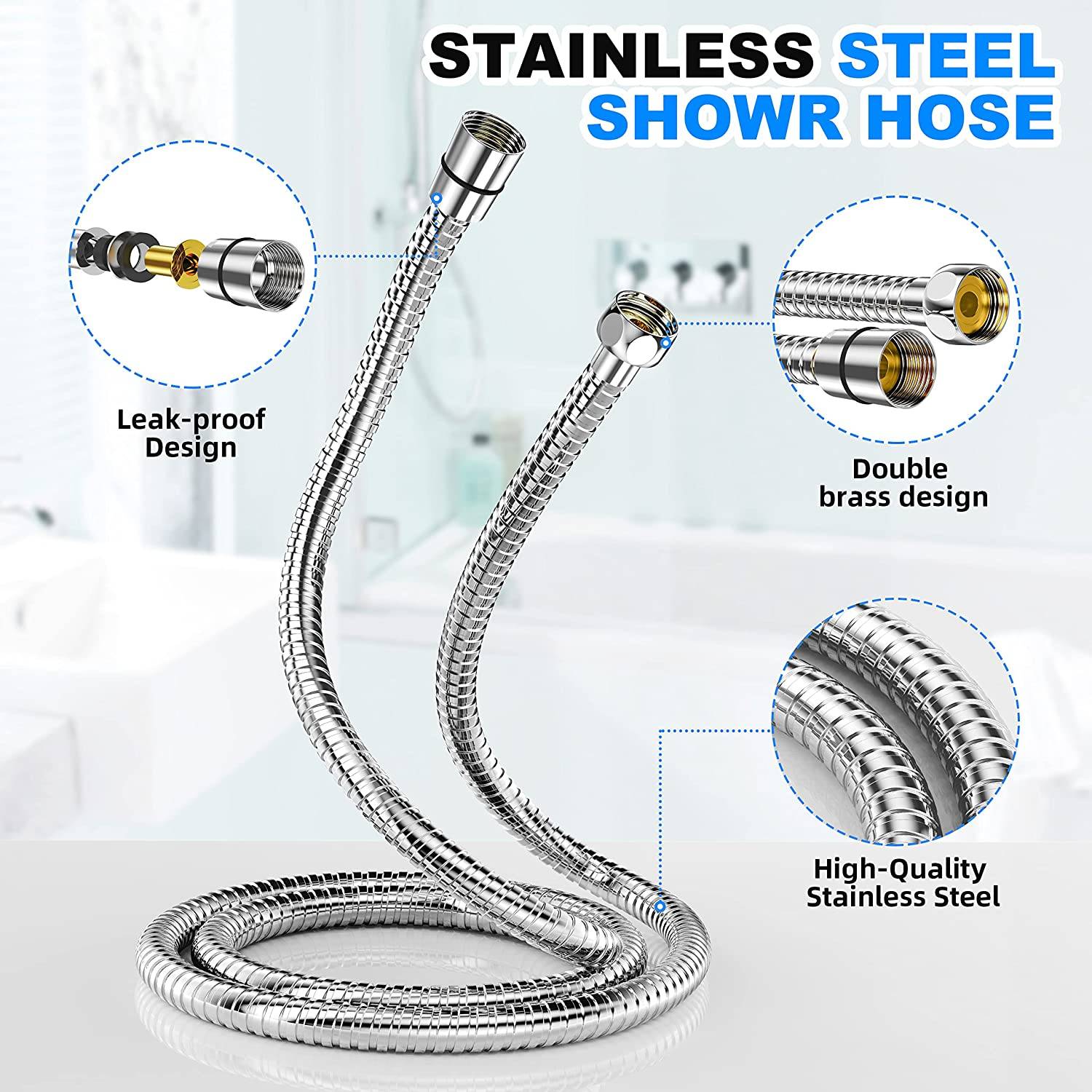 ✅ Shower Head, 10-Mode Luxury Handheld Shower Head, High Pressure Shower Heads with 59 inch Stainless Steel Hose and Adjustable Brass Bracket, All Chrome Finish
✅ 【MULTIFUNCTIONAL SHOWER HEAD】This handheld shower head comes with 8 spray functions, Saturating Spray, Saturating Massage, Massage, Massage Misty, Misty, Saturating Sweeping, Sweeping Spray, and Water Saving mode(Trickle mode) to pause water while shampooing, soaping up, or shaving. Excellent for everyday shower tasks as well as relaxing tired muscles. Gently rotating the handle on the shower head panel can switch the modes easily for a pleasant bath.
✅ 【HIGH-QUALITY MATERIALS AND ADVANCED CRAFT】This detachable shower head is made of high quality ABS chrome, the exquisite chrome plated surface makes shower handle lightweight, durable, rust-proof, fade-proof, lead-free and non-toxic, not easy to damaged when dropping from height, which ensures a safe and comfortable shower. Comfortable ergonomic designed handle makes for ideal balance, ease of use, and lightweight in the hand.