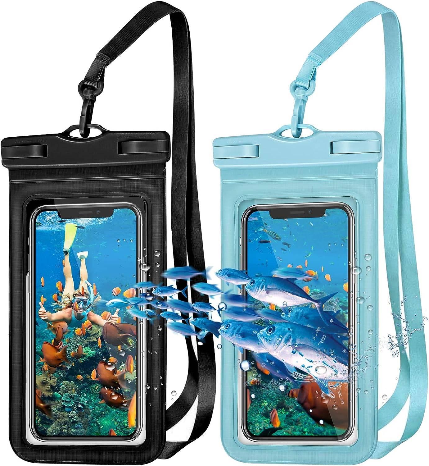 Use your smartphone on the lake with confidence with the waterproof phone case. Whether you like to hike, go boating, or just want to make sure your phone stays dry, this waterproof phone case is the best option for protecting your device. This waterproof case measures 4.5 inches wide by 8.5 inches tall. It is compatible with multiple devices of different sizes, both iPhone and Android. Great for camping trips, hiking trails, beaches, festivals and adventures! Waterproof phone case will also protect your mobile device from scratches! This is 100% waterproof and its transparent case allows you to work on your phone while the phone stays in this case, protected.